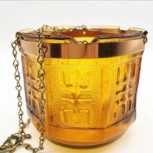 Vintage 70's PRINCESS HOUSE Hanging Amber vase